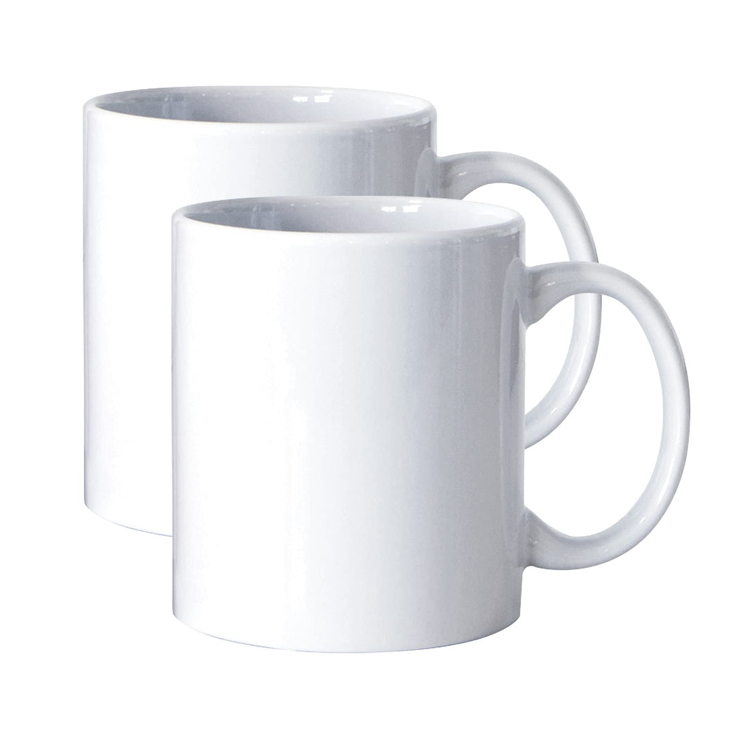 Serami 19oz White Large Classic Mugs for Coffee or Tea. Large Handle and Heavy Duty Construction, Set of 2
