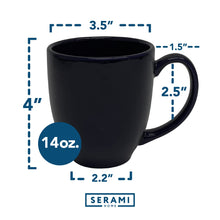 Load image into Gallery viewer, Serami 14oz Black Bistro Ceramic Coffee Mugs, 4pk
