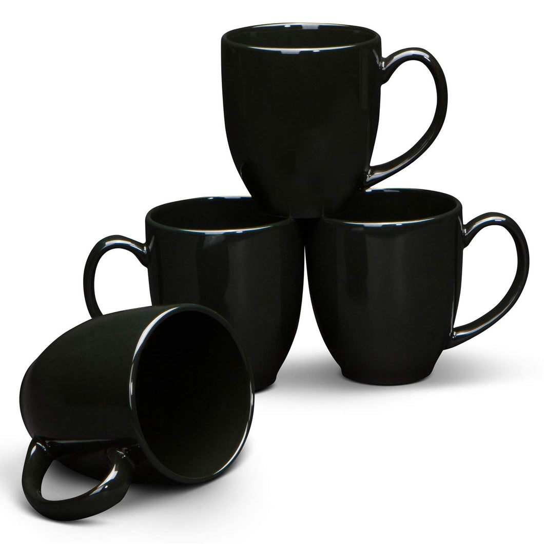 Serami 14oz Black Bistro Ceramic Coffee Mugs, 4pk