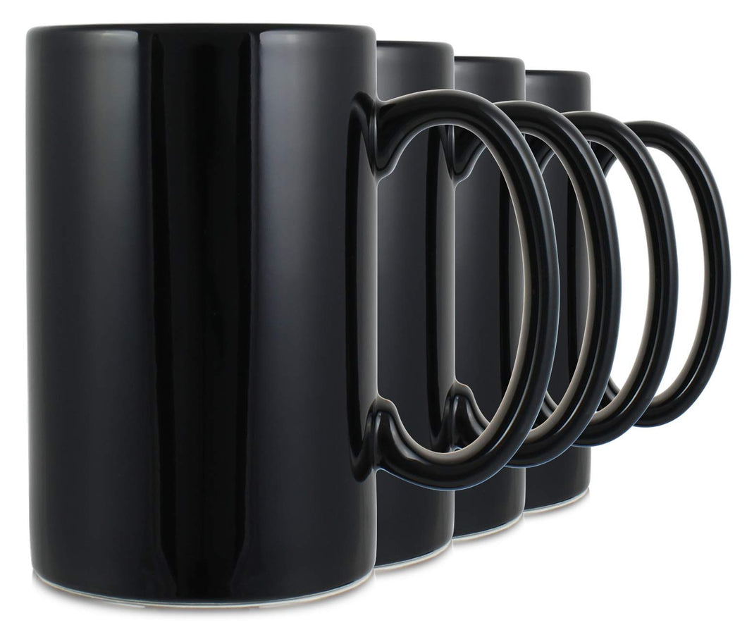 Serami 17oz Black and White(in) Classic Tall Coffee Mugs, 4pk