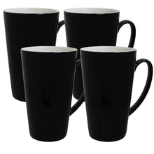 Load image into Gallery viewer, Serami 15oz Black and White(in) Funnel Ceramic Coffee Mugs, 4pk
