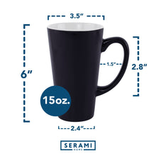 Load image into Gallery viewer, Serami 15oz Black and White(in) Funnel Ceramic Coffee Mugs, 4pk
