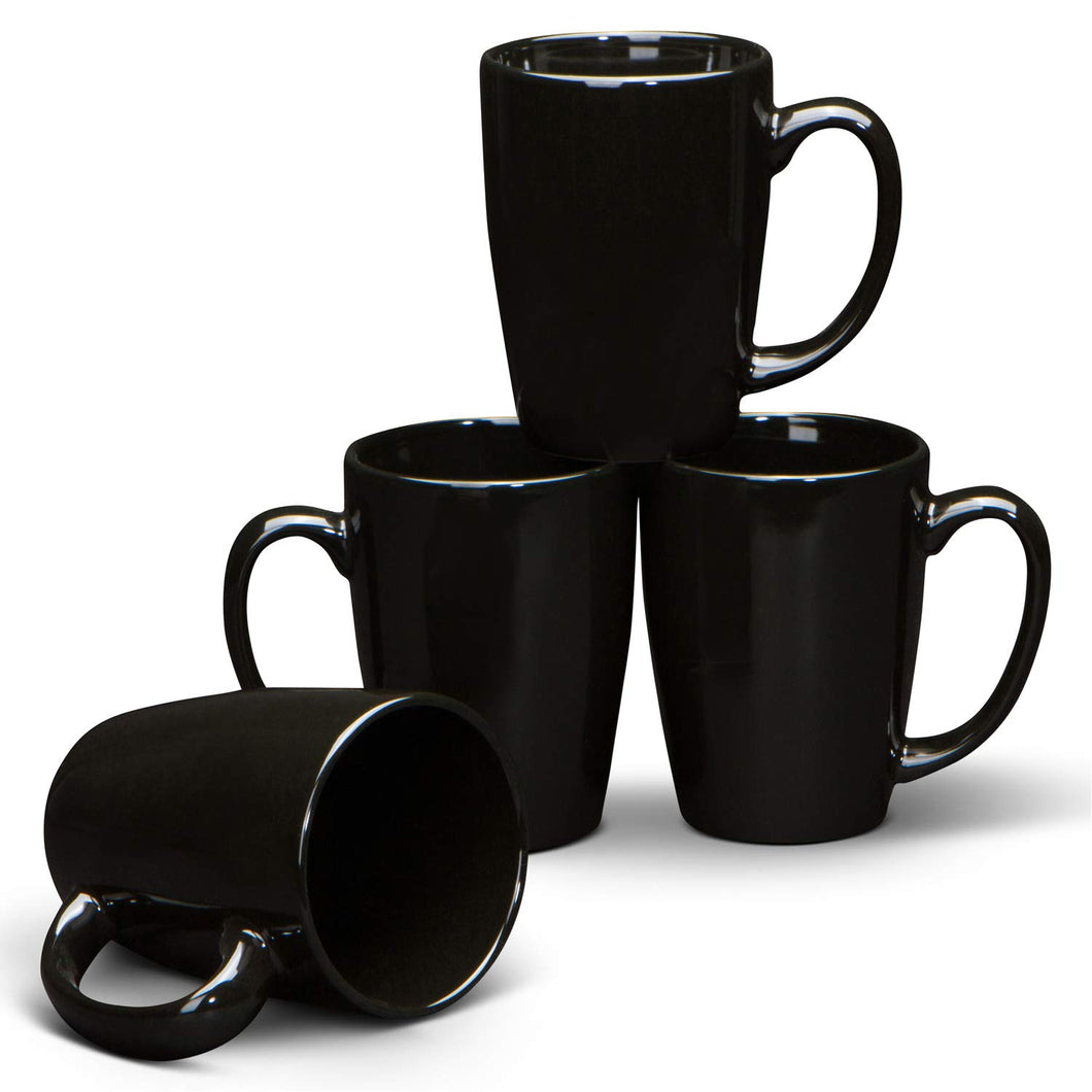 Serami 14oz Black Glendale Ceramic Coffee Mugs, 4pk