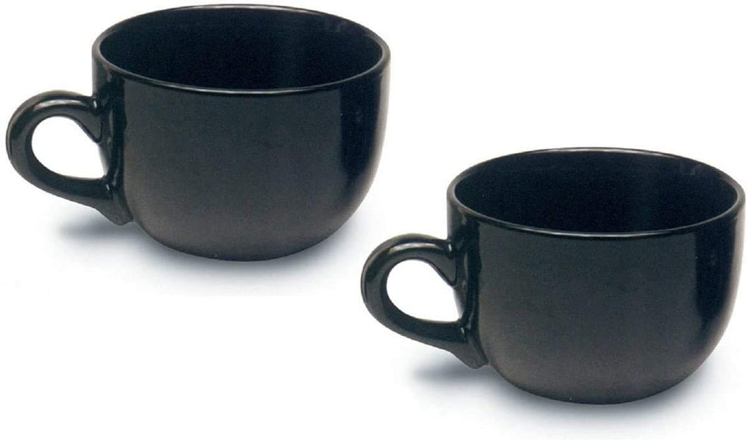 Serami 22oz Black Jumbo Ceramic Bowl Mugs, 2pk