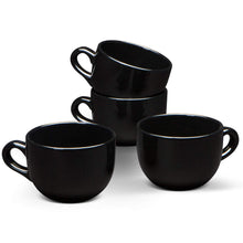 Load image into Gallery viewer, Serami 22oz Black Jumbo Ceramic Bowl Mugs, 4pk
