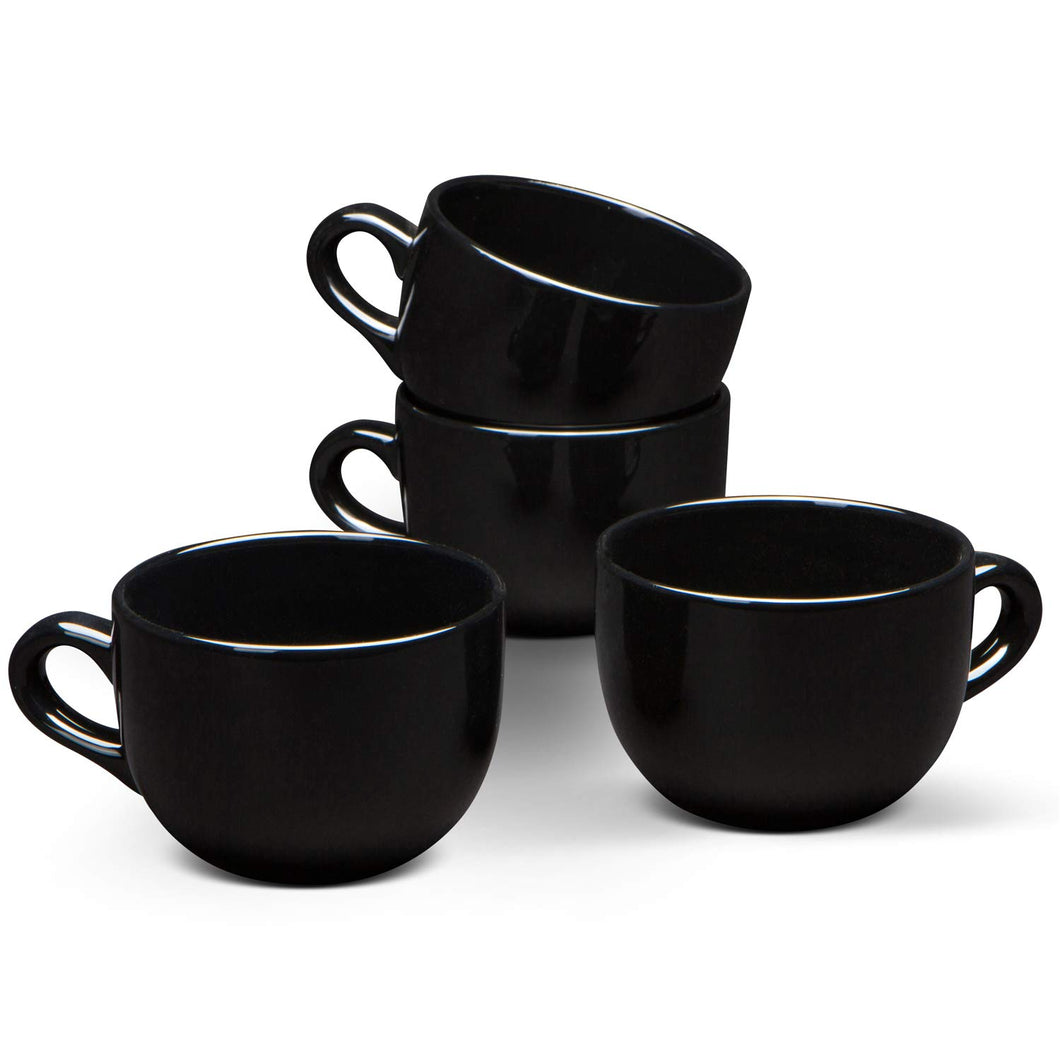 Serami 22oz Black Jumbo Ceramic Bowl Mugs, 4pk