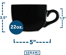 Load image into Gallery viewer, Serami 22oz Black Jumbo Ceramic Bowl Mugs, 2pk
