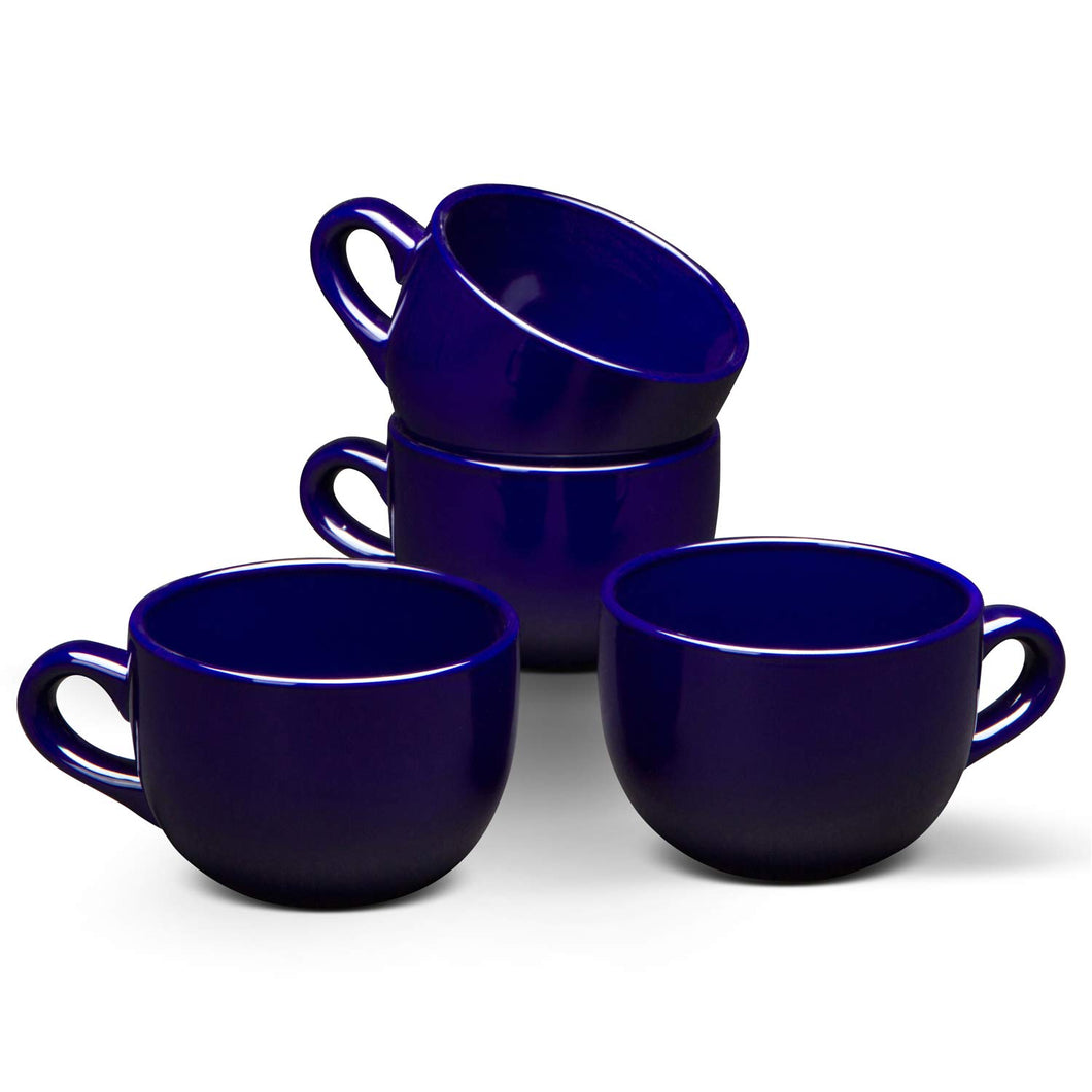 Serami 22oz Cobalt Jumbo Ceramic Bowl Mugs, 4pk