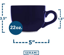 Load image into Gallery viewer, Serami 22oz Cobalt Jumbo Ceramic Bowl Mugs, 4pk

