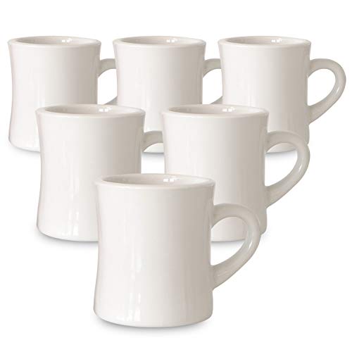 Serami 11oz Cream Classic Diner Coffee Mugs, 6pk