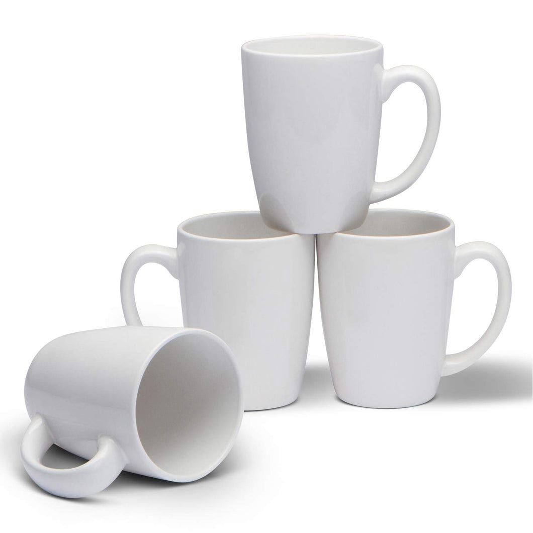 Serami 14oz White Glendale Ceramic Coffee Mugs, 4pk