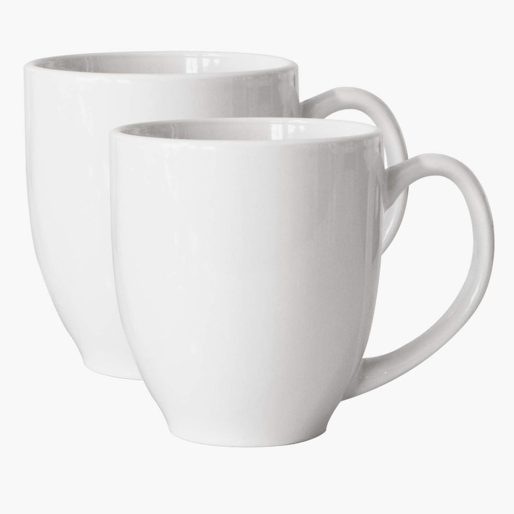 Serami 14oz White Bistro Ceramic Coffee Mugs, 2pk