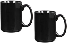 Load image into Gallery viewer, Serami 15oz Black Classic Ceramic Coffee Mugs, 2pk
