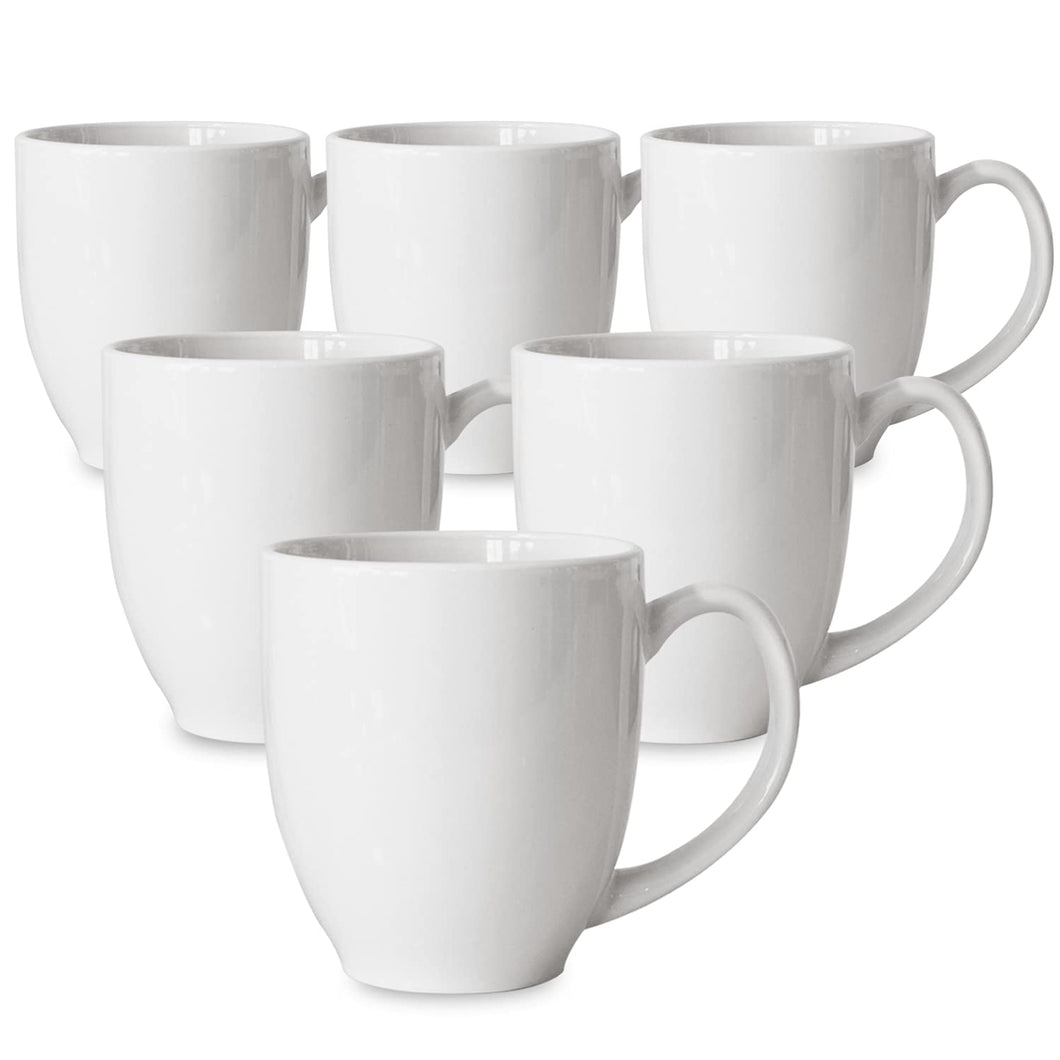 Serami 14oz White Bistro Ceramic Coffee Mugs, 6pk