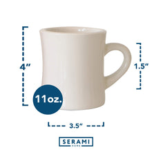 Load image into Gallery viewer, Serami 11oz Cream Classic Diner Coffee Mugs, 6pk
