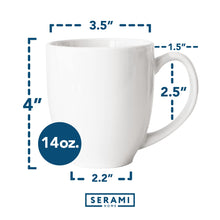 Load image into Gallery viewer, Serami 14oz White Bistro Ceramic Coffee Mugs, 6pk
