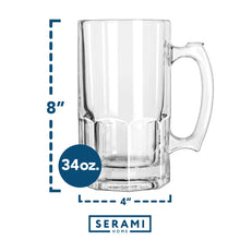 Load image into Gallery viewer, Serami 34oz Large Beer Glass Stein, 2pk
