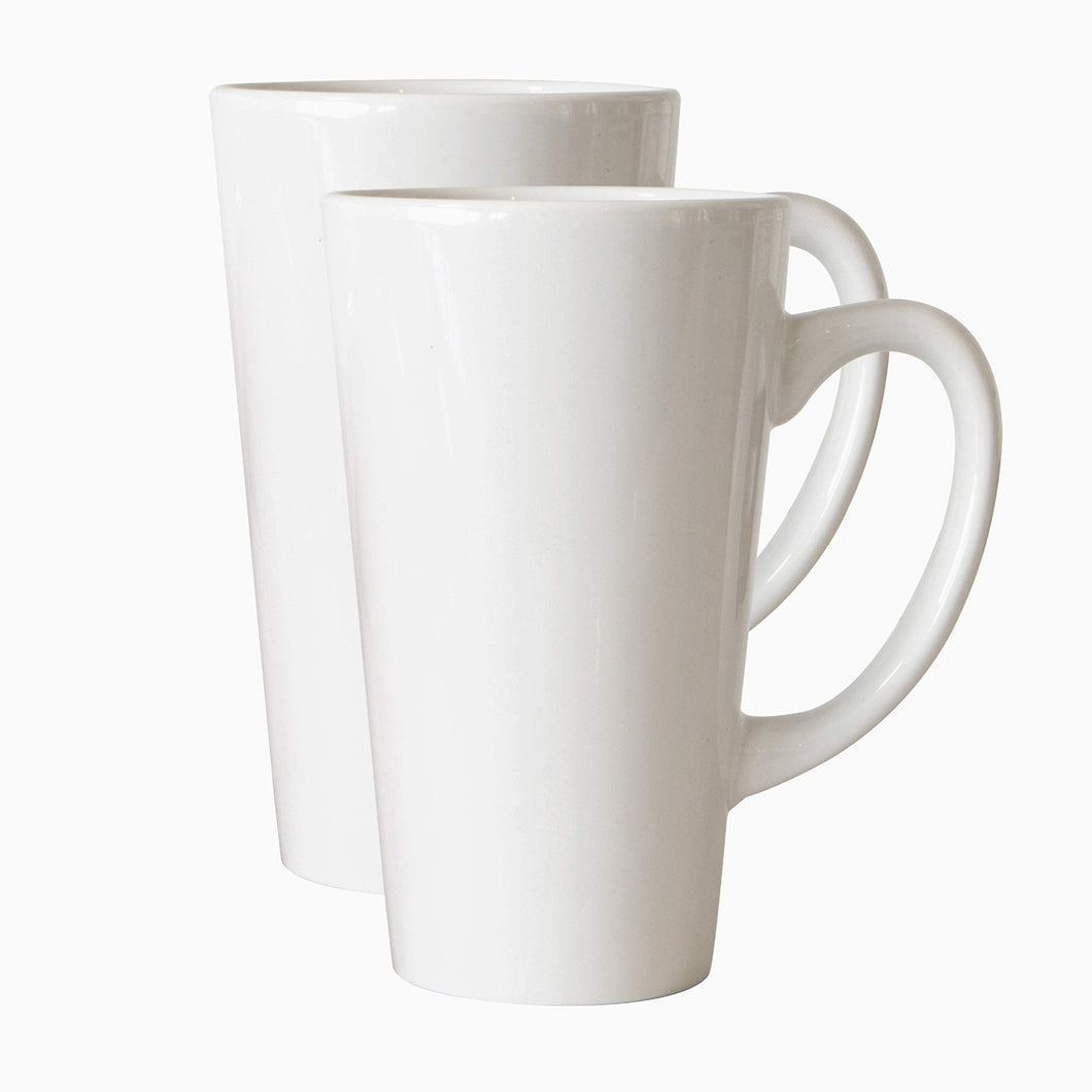Serami 15oz White Funnel Ceramic Coffee Mugs, 2pk