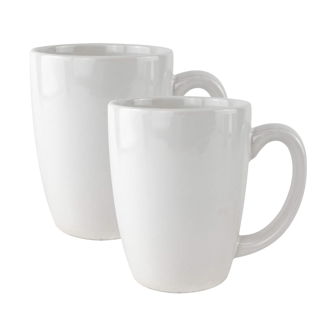 Serami 14oz White Glendale Ceramic Coffee Mugs, 2pk