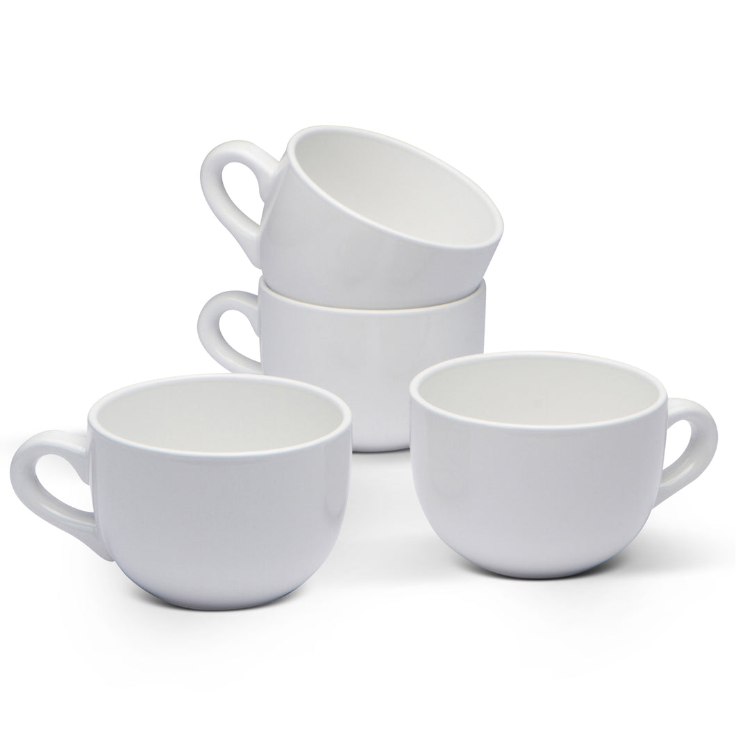 Serami 22oz White Jumbo Ceramic Bowl Mugs, 4pk