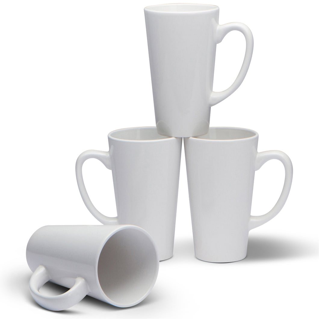 Serami 15oz White Funnel Ceramic Coffee Mugs, 4pk