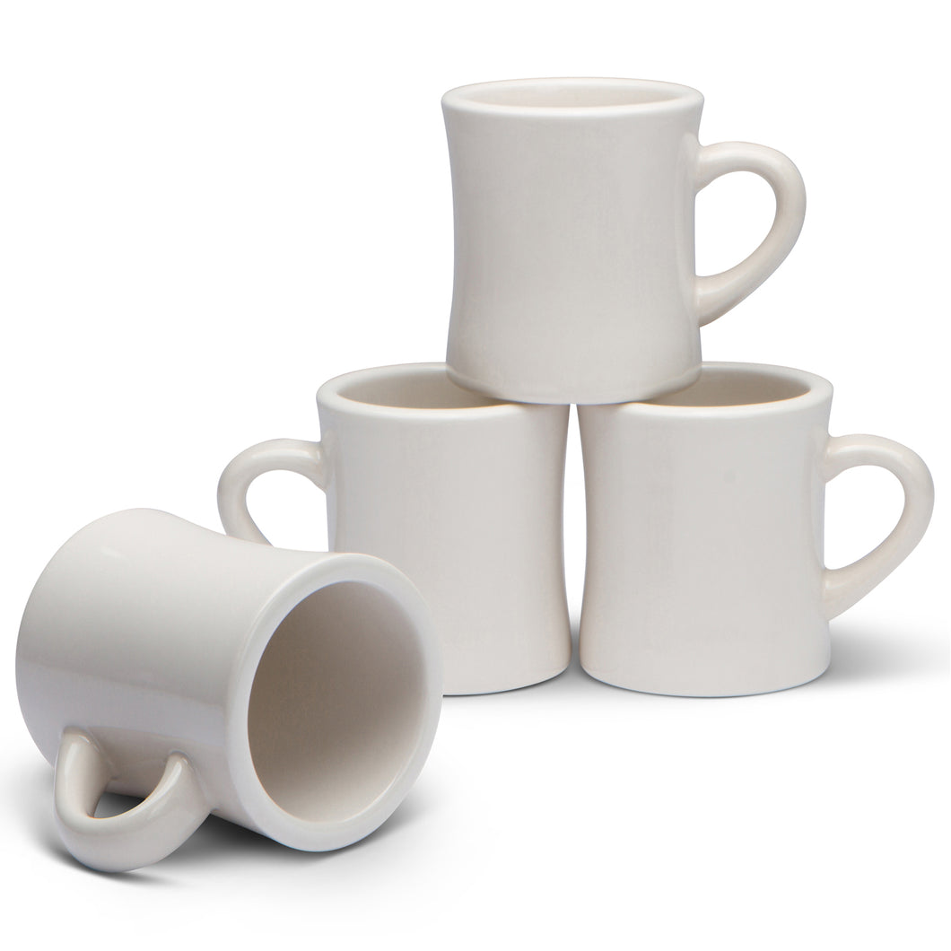 Serami 11oz Cream Classic Diner Coffee Mugs, 4pk
