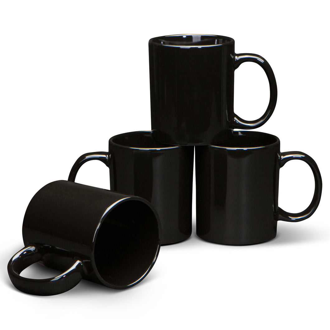 Serami 19oz Black Large Classic Mugs for Coffee or Tea. Large Handle and Heavy Duty Construction, Set of 4