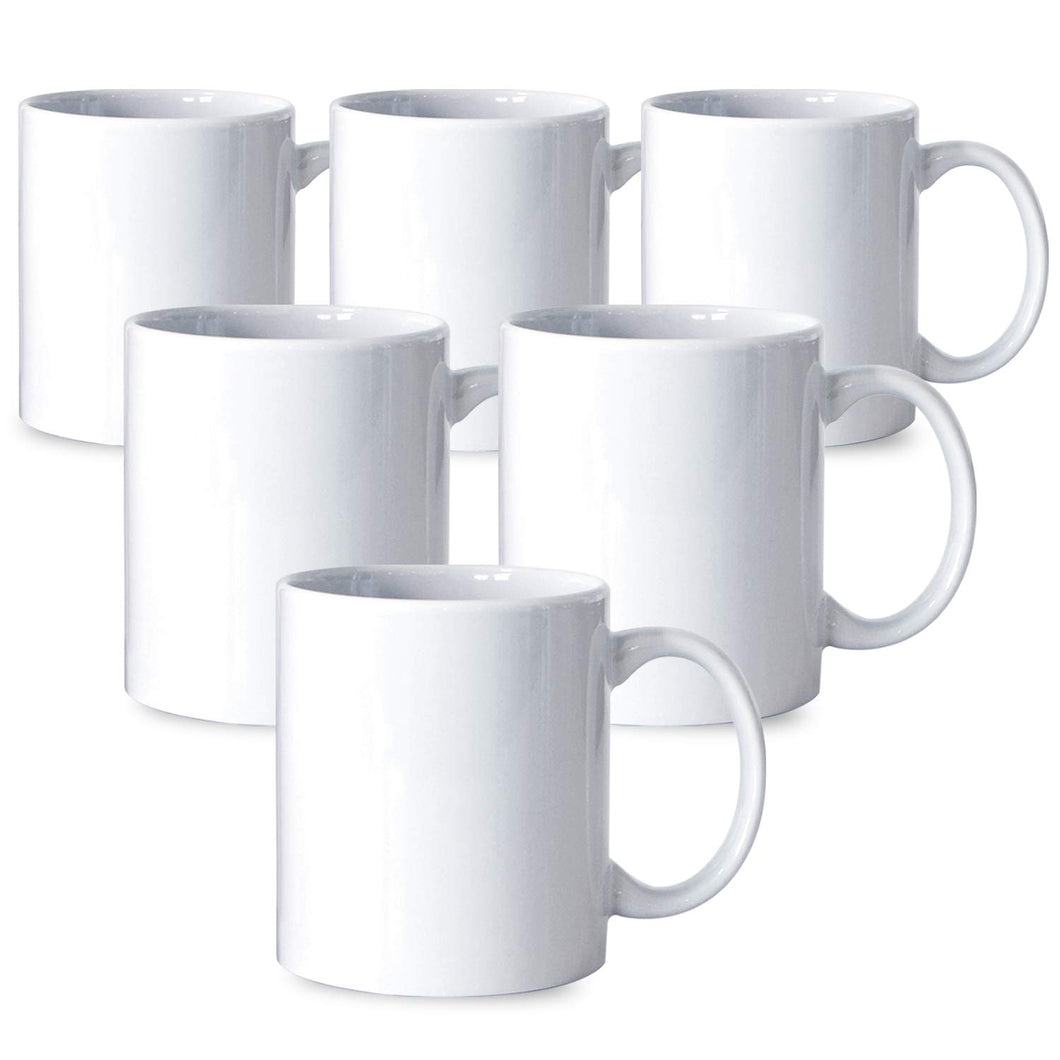 Serami 11oz Classic Ceramic Coffee Mugs, 6pk