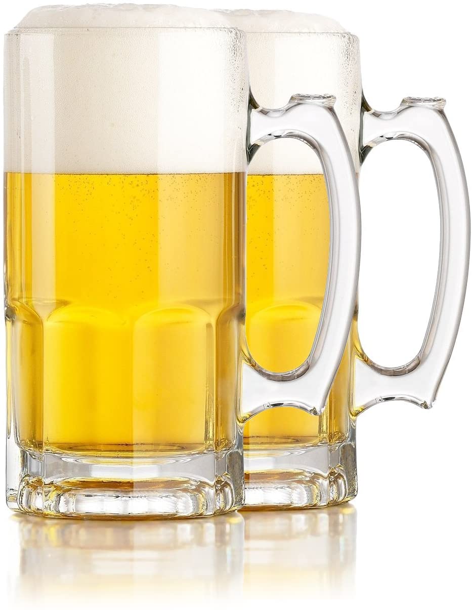 Serami 34oz Large Beer Glass Stein, 2pk